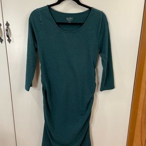 Ingrid & Isabel Green 3/4 Sleeve Maternity Midi Dress Size M